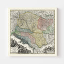 Vintage Map of Hungary 1725