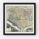 Vintage Map of Hungary 1725