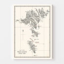 Vintage Faroe Islands Map 1873