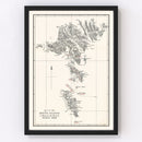 Vintage Faroe Islands Map 1873