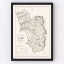 Vintage Goa, India Map 1878