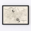 Vintage Map of Casablanca, Morocco 1941