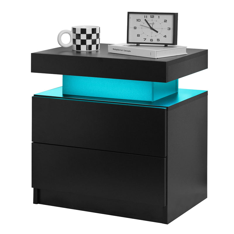 Modern LED Nightstand Bedside Table with 2 Drawers, photo 8 of 8
