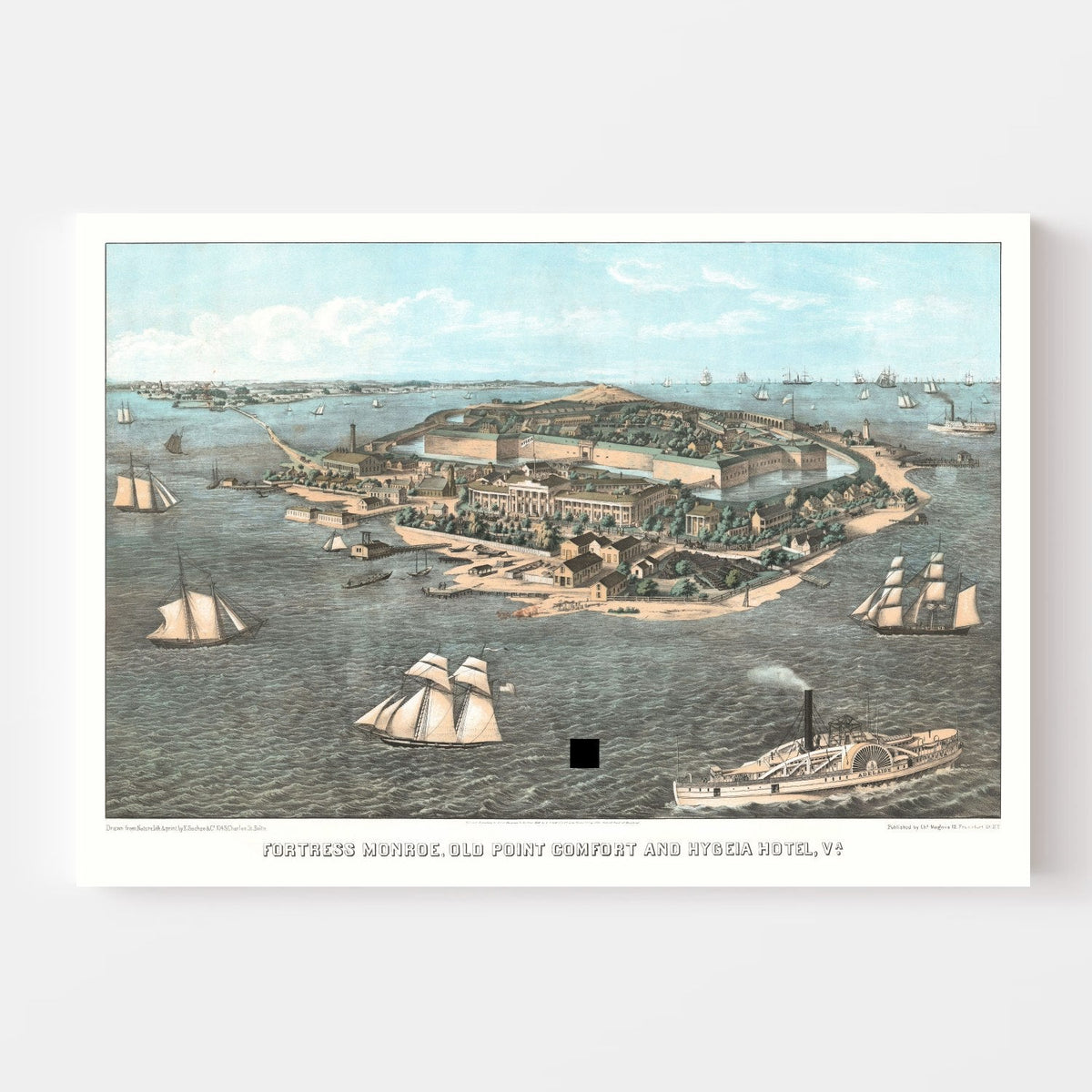 Vintage Fort Monroe, VA Map 1861, photo 4 of 5