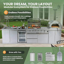 Blazon 125-Inch 4-Burner 108K BTU Outdoor Kitchen Island With Pizza Oven, Rotisserie & Refrigerator (SAK55768) by SAKSBY WHOLESALE