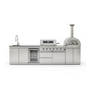 Blazon 125-Inch 4-Burner 108K BTU Outdoor Kitchen Island With Pizza Oven, Rotisserie & Refrigerator (SAK55768) by SAKSBY WHOLESALE