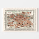 Vintage Map of Rome, Italy 1885