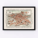 Vintage Map of Rome, Italy 1885