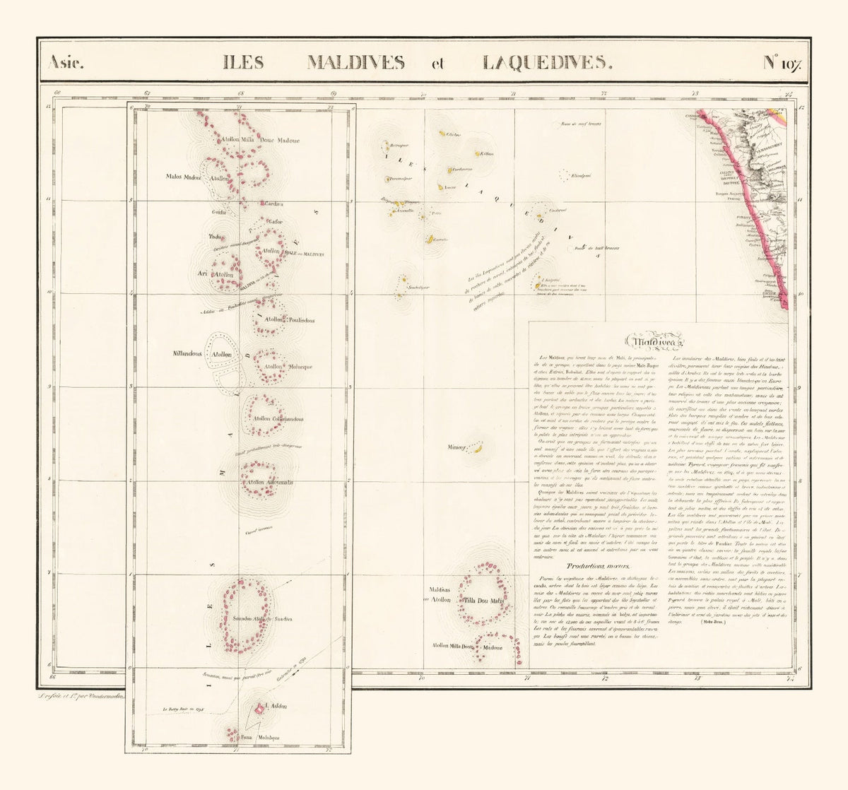 Vintage Maldive Archipelago Map 1827, photo 5 of 5