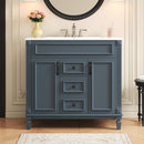 36" Bathroom Vanity With Ceramic Sink and Soft-Close Doors - Blue