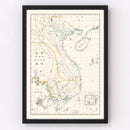 Vintage Vietnam & Cambodia Map 1881