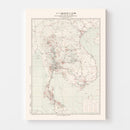 Vintage Map of Thailand During World War II 1941