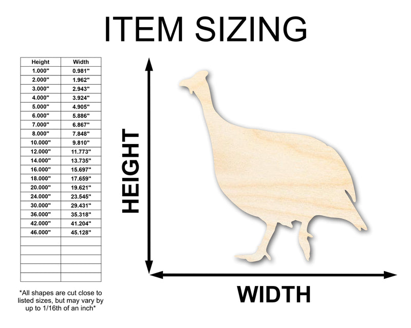 Unfinished Wood Guinea Fowl Shape - Craft - up to 46" DIY