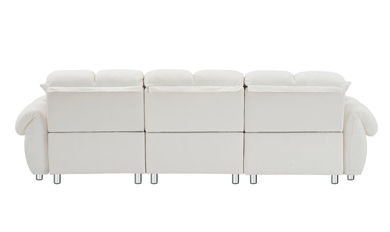 98 inches Cloud Velvet beige Sofa Cushion, spacious and comfortable 3-seater sofa for modern living room. beige