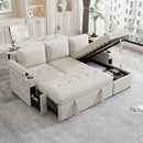 Convertible L Shaped Sofa Couch With Storage, Cup Holders, USB Ports by Unique Piece Furniture