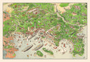 Vintage Map of Cannes, France 1953