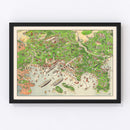 Vintage Map of Cannes, France 1953