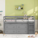 Loft Bed With Retractable Writing Desk And 4 Drawers, With Lateral Portable Desk And Shelves by HouseOfZazla