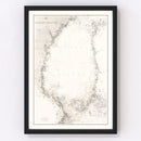 Vintage Bothnian Sea Map 1868