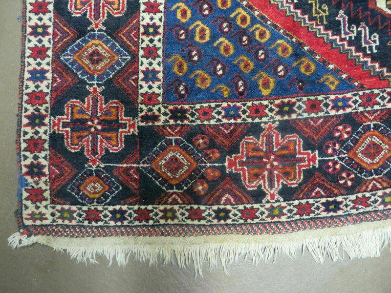4' X 5.5' Vintage Handmade Turkish Tribal Wool Rug Medallion Nice