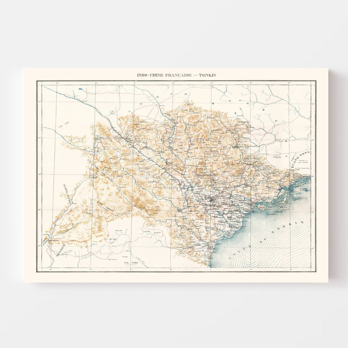 Vintage Tonkin, Vietnam Map 1889, photo 4 of 5