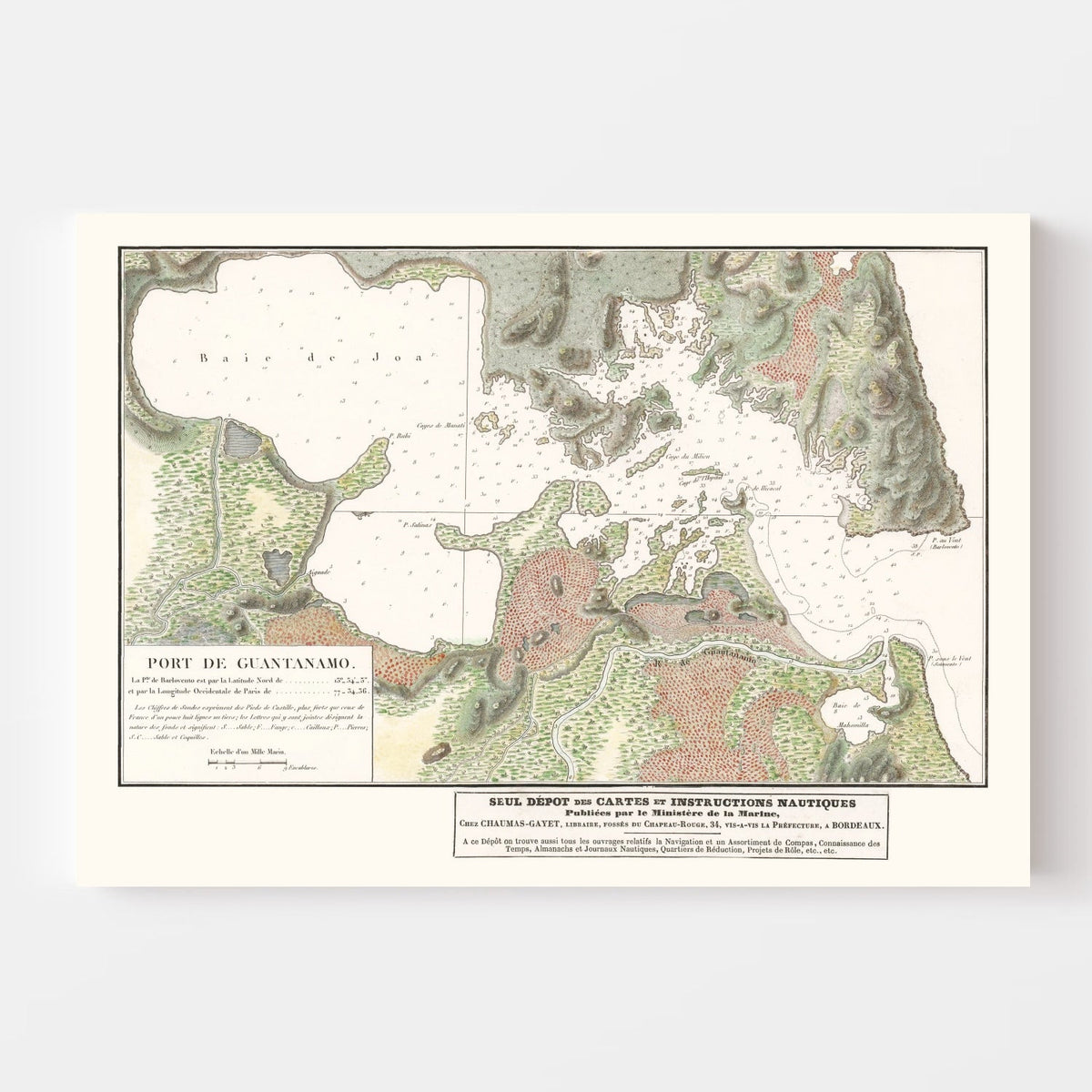 Vintage Guantanamo Bay Cuba Map 1830, photo 4 of 5