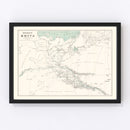 Vintage Map of Khiva, Uzbekistan 1875