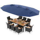 10 Piece Outdoor Dining Set with 15 Feet Double-Sided Twin Umbrella by LJGDeals