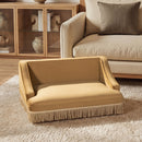 Duchess 33' Medium Princess Pet Bed Sofa with Fringe Skirt, Gold Yellow Performance Velvet