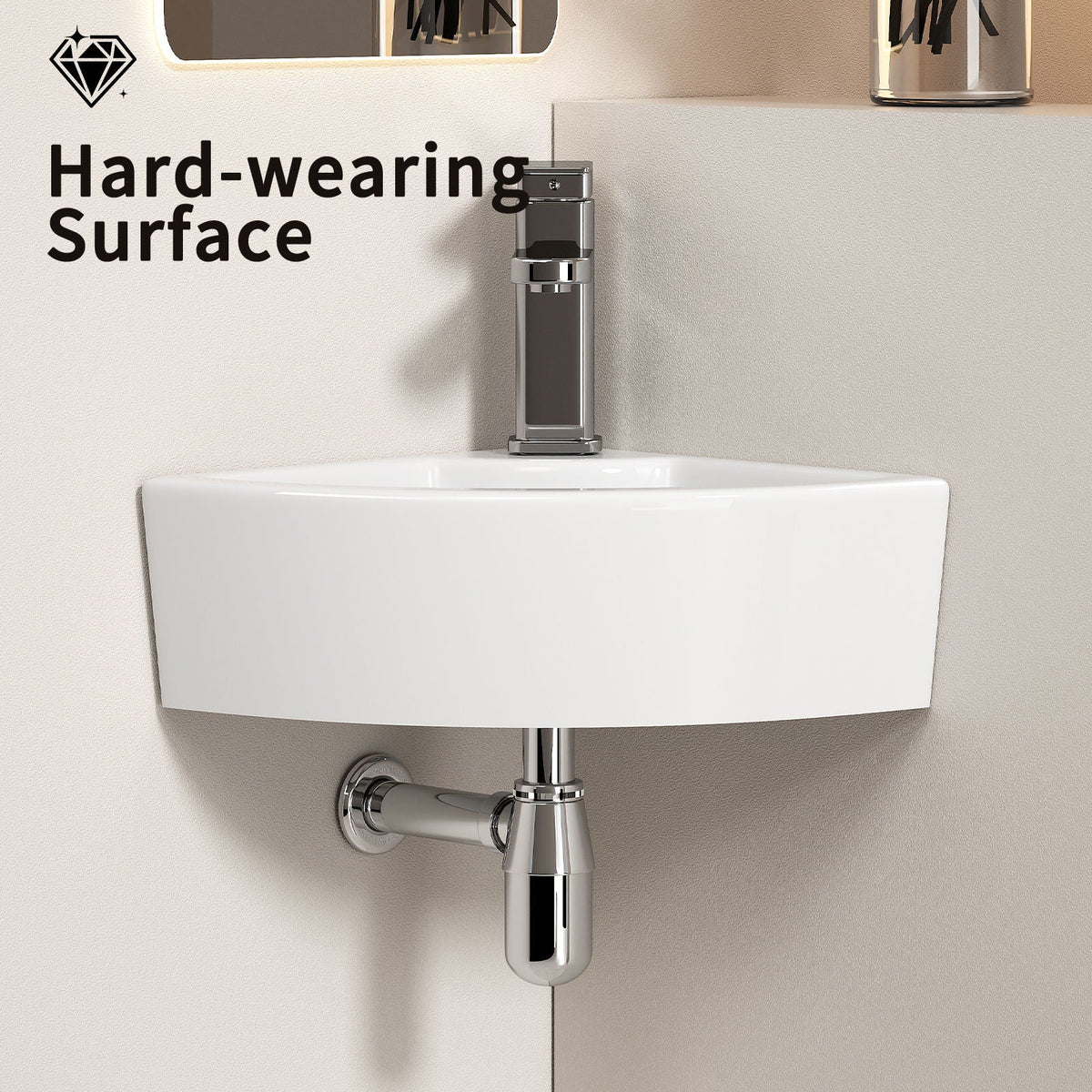 Triangle Corner Sink For Bathroom - Milk White, photo 3 of 8