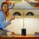 Nova - Hydro Table Lamp With On / Off Switch Double Lamp - Black / Gold / Marble by HouseOfZazla