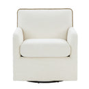 Tolland - Swivel Accent Chair With Antique Brass Nailhead Trim - Cream