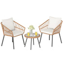 3 Piece Patio Bistro Set with Heavy Duty Metal Frame-Beige by LJGDeals