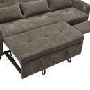 2-in-1 Sofa 82' Three-Seater with Sofa Bed and Reversible Recliner, Dark Grey Chenille