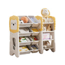 Kids Bookshelf And Toy Storage, 4 Tier Toy Organizers With 8 Removable Storage Bins, Kids Toy Storage Organizer For Study Room - Gray / White / Yellow by HouseOfZazla
