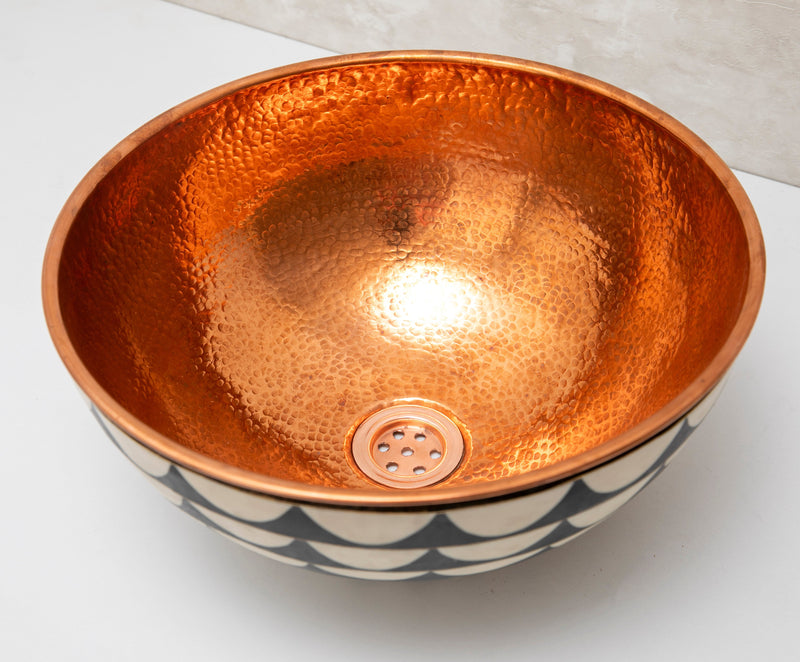 Copper and Wood Vanity Vessel Sink - BRASSMA