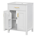 Modern Bathroom Vanity With Ceramic Sink, Soft-Close Doors, Flip Drawer, U-Shaped Shelves, Elegant Storage Solution by HouseOfZazla