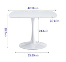 42.1"WHITE Table Mid-century Dining Table for 4-6 people With Round Mdf Table Top, Pedestal Dining Table, End Table Leisure Coffee Table