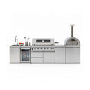 Blazon 128-Inch 6-Burner 120K BTU Outdoor Kitchen Island With Pizza Oven, Rotisserie & Refrigerator (SAK75770) by SAKSBY WHOLESALE