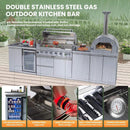 Blazon 128-Inch 6-Burner 120K BTU Outdoor Kitchen Island With Pizza Oven, Rotisserie & Refrigerator (SAK75770) by SAKSBY WHOLESALE