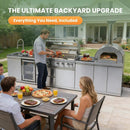 Blazon 128-Inch 6-Burner 120K BTU Outdoor Kitchen Island With Pizza Oven, Rotisserie & Refrigerator (SAK75770) by SAKSBY WHOLESALE