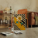 Groovy Daisy Vibes – Retro Checkerboard Flower Print