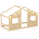 Twin Size House Bed with LED Lights Montessori Slat-free Floor Bed