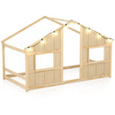 Twin Size House Bed with LED Lights Montessori Slat-free Floor Bed by LJGDeals