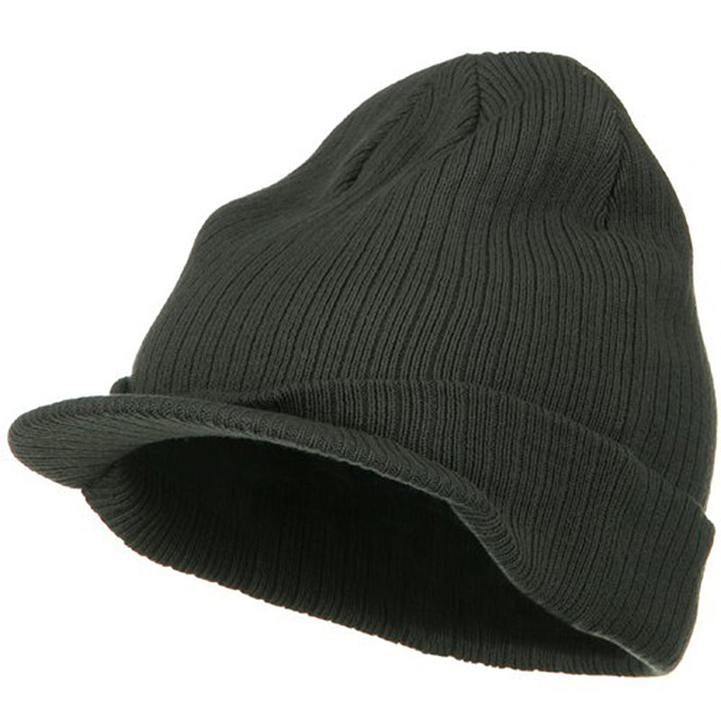 Big Knit Ribbed Beanie with Visor