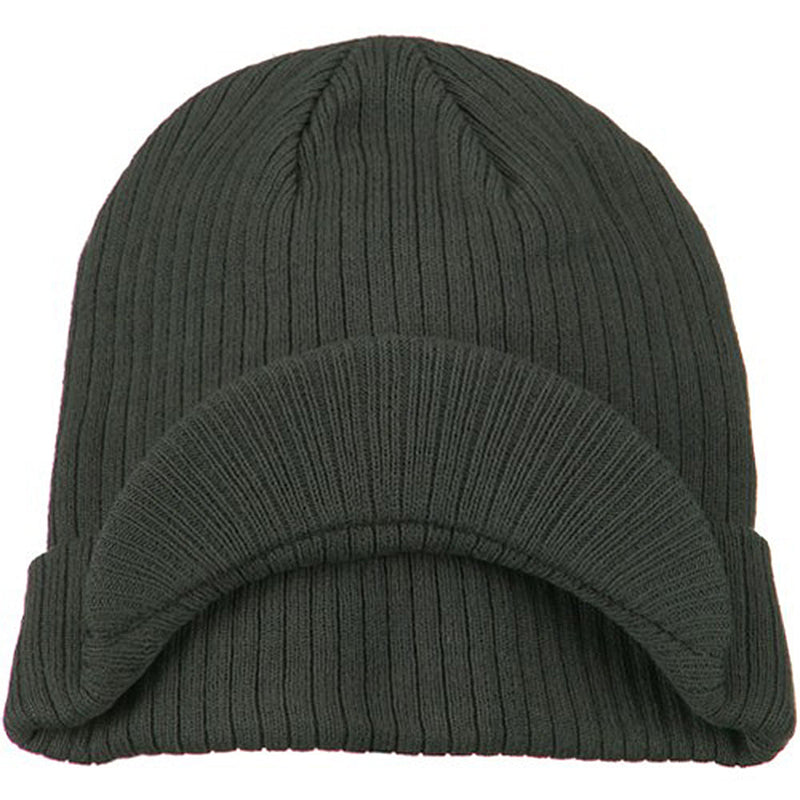 Big Knit Ribbed Beanie with Visor