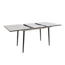 Modern Industrial Expandable Dining Table 47" To With Marble Pattern Top And Metal Legs - White by HouseOfZazla