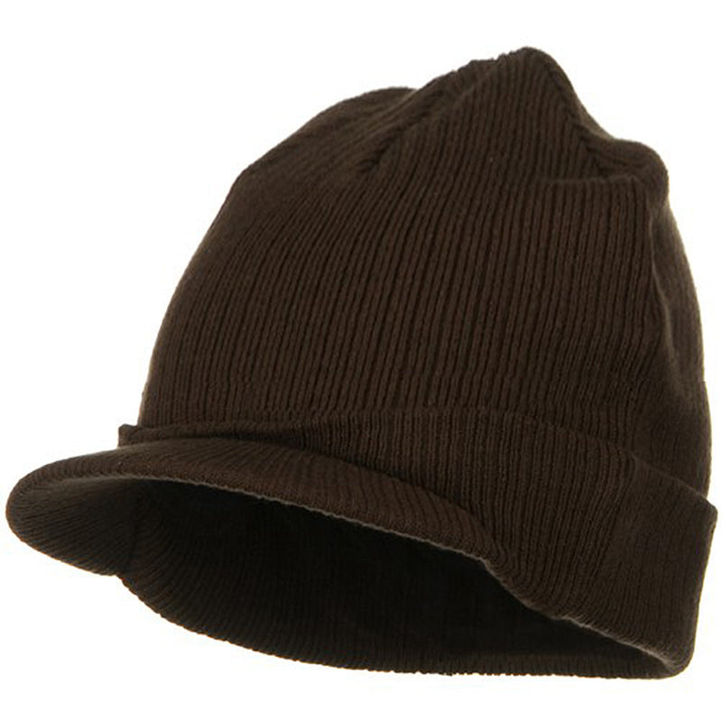 Big Knit Ribbed Beanie with Visor