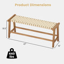 47 Inches Long Teak Wood Patio Bench with Weave Seat and Solid Wood Legs-Natural by LJGDeals