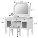 Elegant Makeup Vanity Desk With Adjustable Mirror And Storage And Construction - White by Unique Piece Furniture